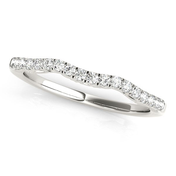 LOVCIA Luxury 14k White Gold Diamond Wave Design Wedding Band (1/5 cttw)