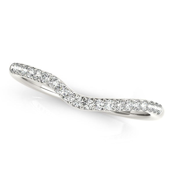 LOVCIA Luxury Jewelry 14k White Gold Curved Pave Diamond Wedding Band (1/4 Carat Total Weight)