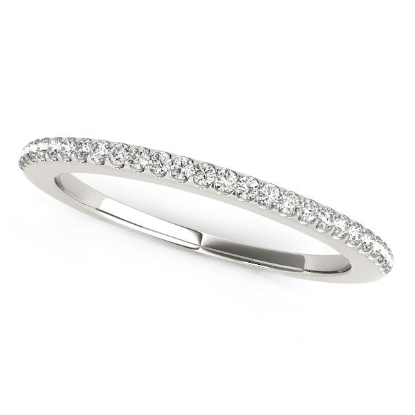 LOVCIA Luxury 14k White Gold Pave Set Diamond Scallop Wedding Band (1/8 Carat Total Weight)