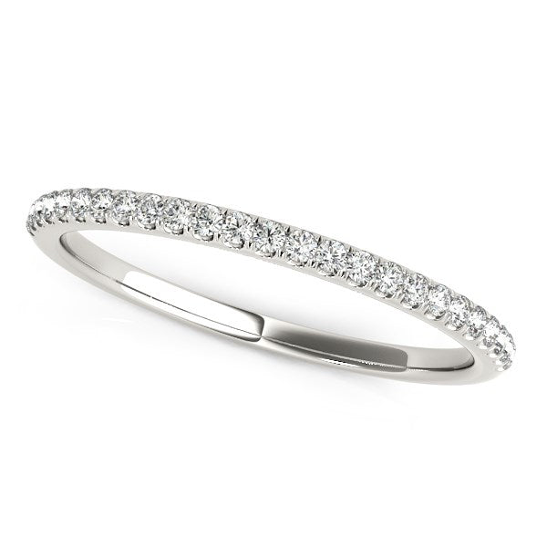 LOVCIA Luxury 14k White Gold Pave Diamond Wedding Band (1/8 cttw)