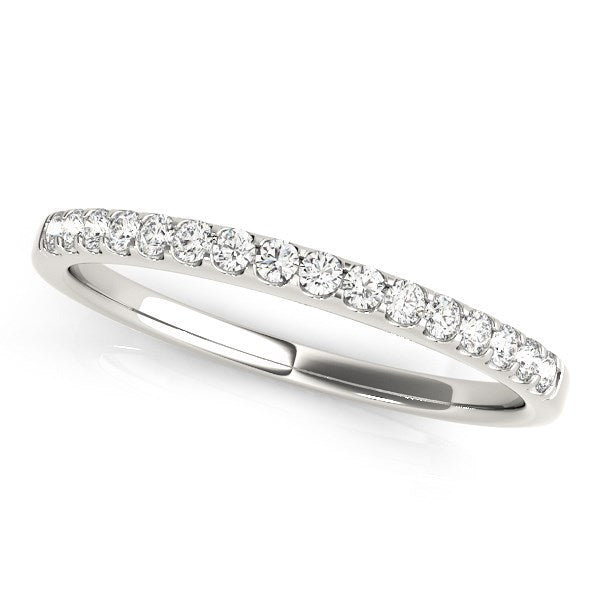 LOVCIA Luxury Jewelry 14k White Gold Scalloped Diamond Wedding Band (1/6 cttw)