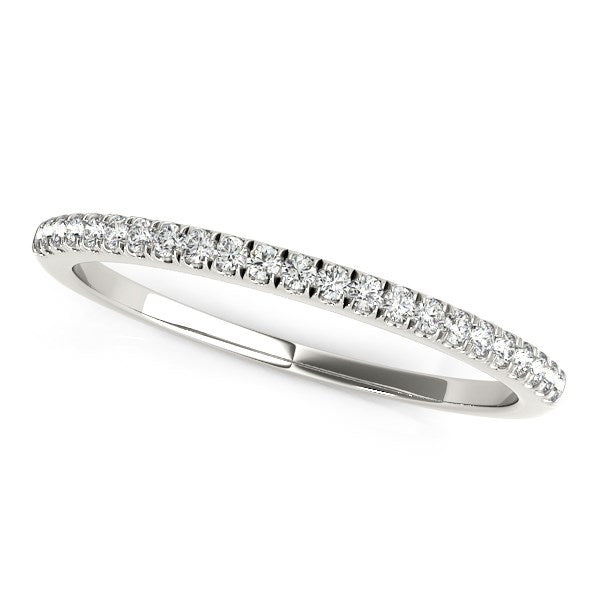 LOVCIA Luxury 14k White Gold Diamond Scallop Wedding Band (1/8 Carat Total Weight)