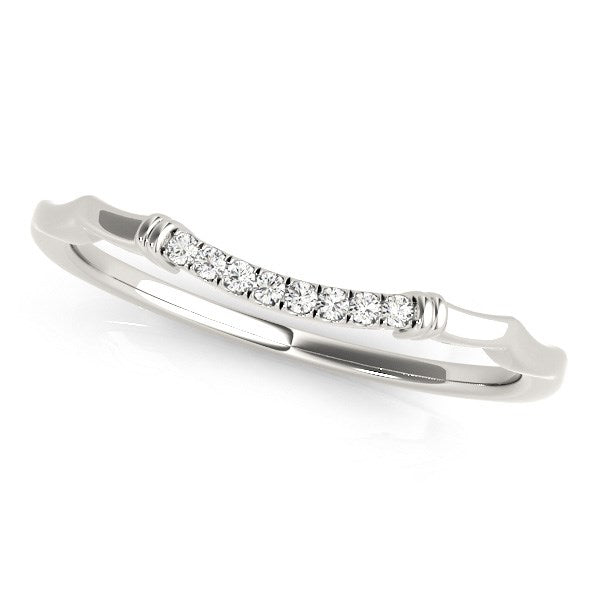 LOVCIA Luxury Jewelry 14k White Gold Wave Diamond Wedding Band with 1/20 cttw Round Diamonds