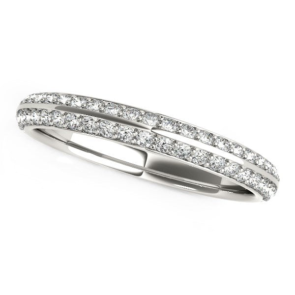 LOVCIA Luxury 14k White Gold Double Row Pave Diamond Wedding Band (1/4 Carat Total Weight)