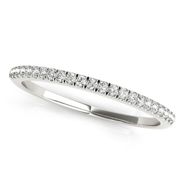 LOVCIA Luxury Jewelry 14k White Gold Pave Diamond Wedding Band (1/8 Carat Total Weight)