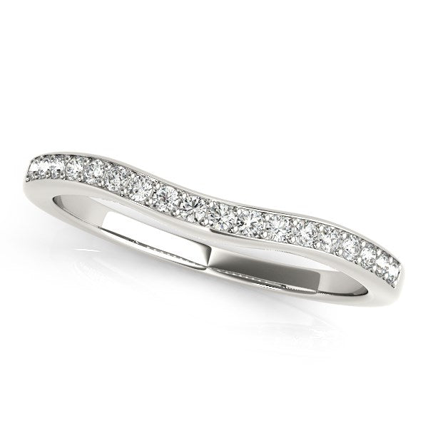 LOVCIA Luxury Elegant 14k White Gold Curved Diamond Wedding Band (1/4 Carat Total Weight)