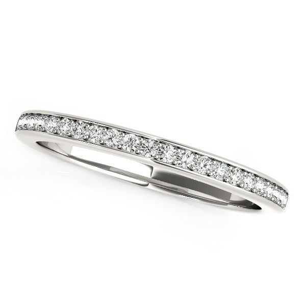 LOVCIA Luxury 14k White Gold Diamond Wedding Band with Classic Prong Setting (0.18 cttw)