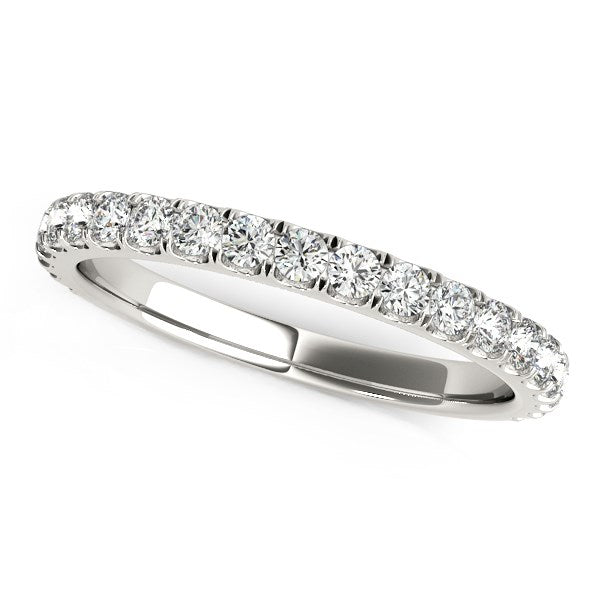 LOVCIA Luxury 14k White Gold Round-Cut Diamond Pave Wedding Band (0.36 cttw)