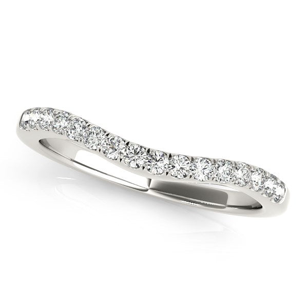 LOVCIA Luxury 14k White Gold Curved Pave Diamond Wedding Band (1/5 Carat Total Weight)