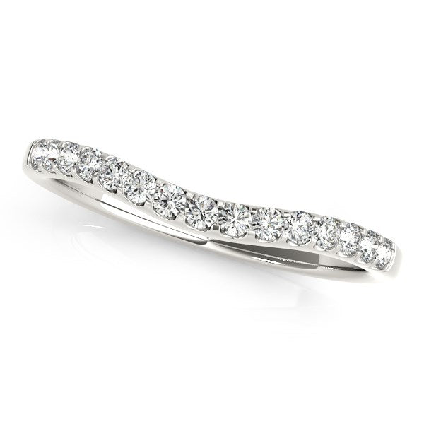 LOVCIA Luxury Jewelry 14k White Gold Curved Pave Diamond Wedding Band (1/4 cttw)