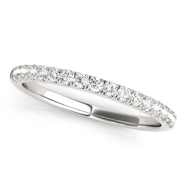 LOVCIA Luxury 14k White Gold Scallop Diamond Wedding Band (0.31 cttw)