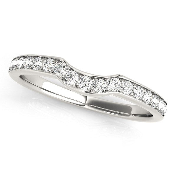 LOVCIA Luxury Jewelry 14k White Gold Diamond Wedding Band with Curved Design (1/4 cttw)