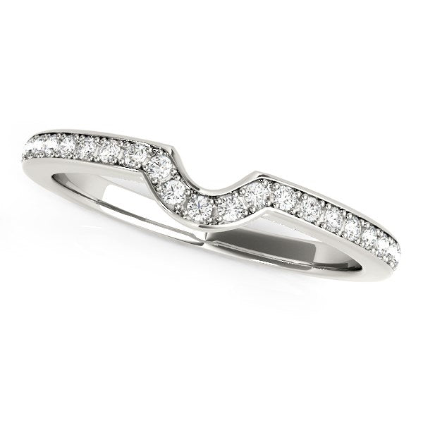 LOVCIA Luxury 14k White Gold Curved Prong Set Diamond Wedding Ring (0.12 cttw)