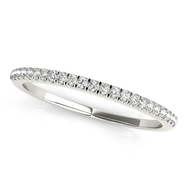 LOVCIA Luxury 14k White Gold Elegance: Pave Set Diamond Wedding Band (1/8 Carat Total Weight)