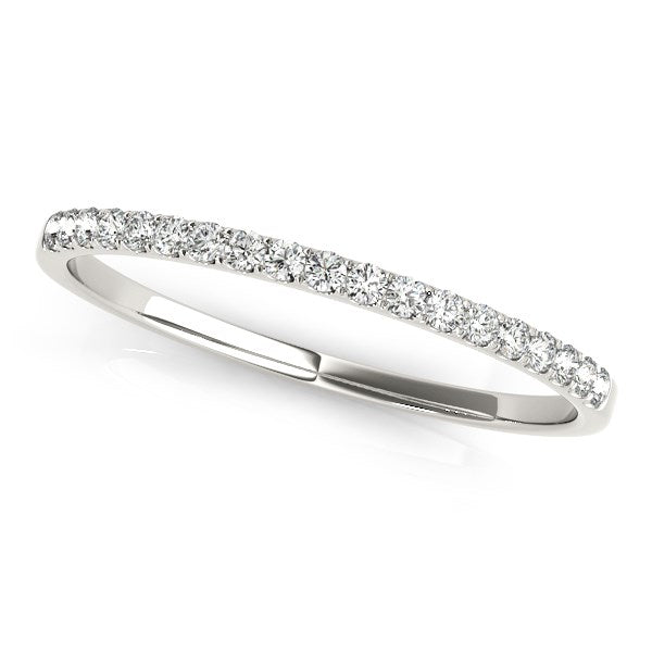 LOVCIA Luxury 14k White Gold Round Diamond Pave Wedding Band (0.12 cttw)