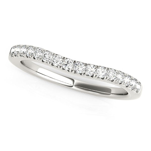 LOVCIA Luxury 14k White Gold Curved Pave Diamond Wedding Band (1/4 cttw)