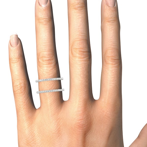 LOVCIA Luxury 14k White Gold Diamond Dual Band Ring (0.30 cttw)