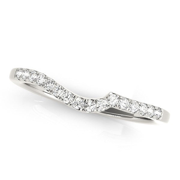 LOVCIA Luxury 14k White Gold Curved Pave Diamond Wedding Band (1/6 cttw)