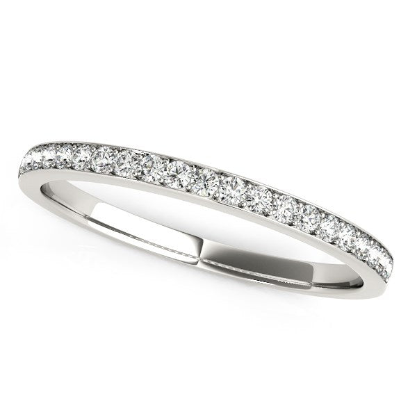 LOVCIA Luxury 14k White Gold Round Diamond Prong Set Wedding Band (0.18 cttw)