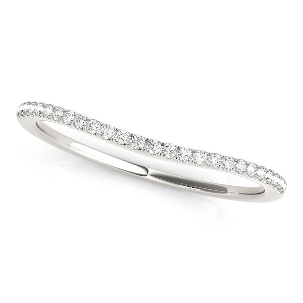 LOVCIA Luxury 14k White Gold Curved Pave Diamond Wedding Band (1/10 cttw)