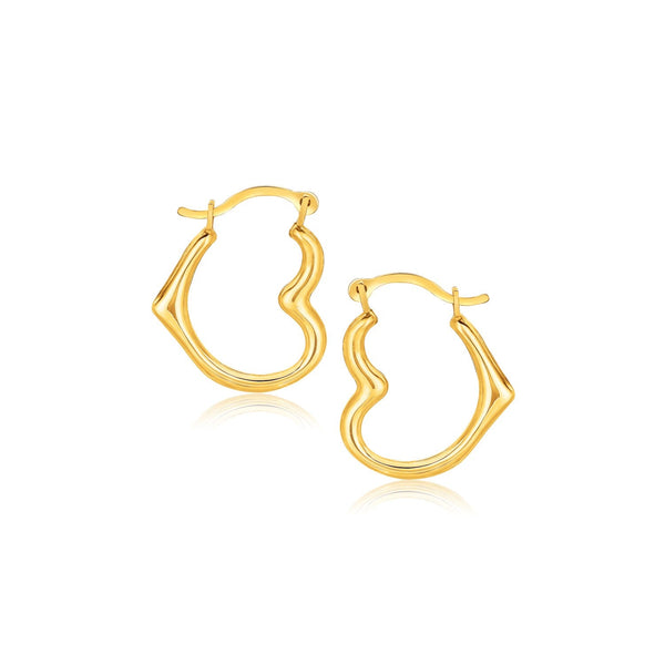 Buy LOVCIA Yellow Gold Heart-Shaped Hoop Earrings, Luxury 10K Gold Earrings for Women