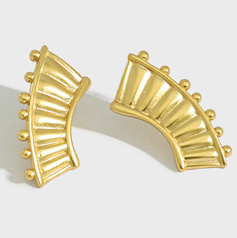 Lovcia Lyre Piano Stud Earrings 925 Sterling Silver Gold-Earrings-Yellow Gold-Yellow Gold