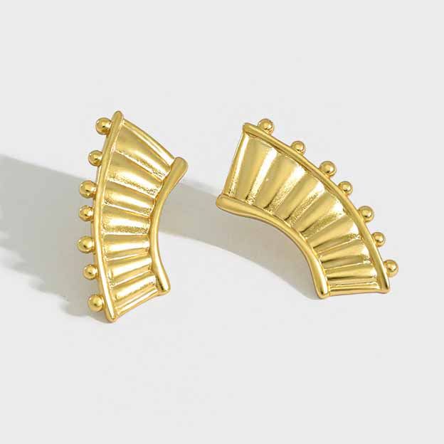 Lovcia Lyre Piano Stud Earrings 925 Sterling Silver Gold-Earrings-Yellow Gold-Yellow Gold
