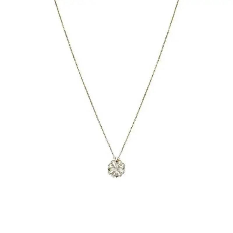 Lovcia Magnetic Heart-Shaped Four Leaf Clover Necklace for Women - Unleash Your Luck-Necklaces-Gold and Silver-1set-Gold and Silver