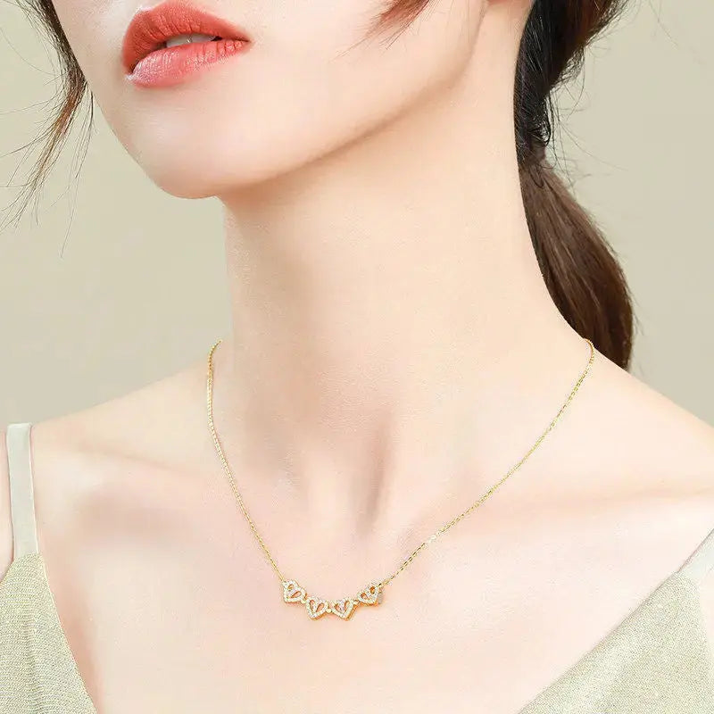 Lovcia Magnetic Heart-Shaped Four Leaf Clover Necklace for Women - Unleash Your Luck-Necklaces-Gold and Silver-1set-Gold and Silver