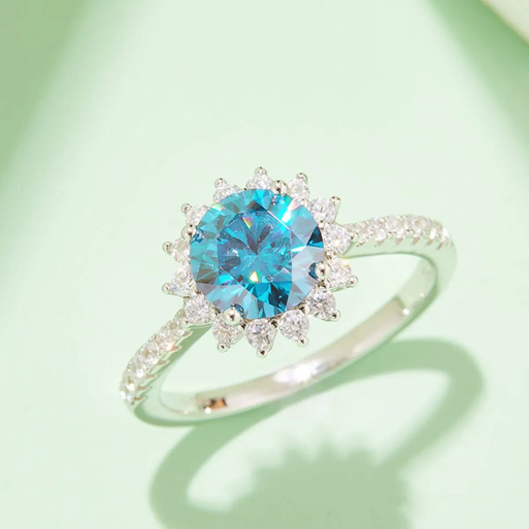 Lovcia Majestic Fire 2 Carat Moissanite 925 Sterling Silver Ring for Women - Light Blue-5- - Buy latest trendy Rings for Women and Girls
