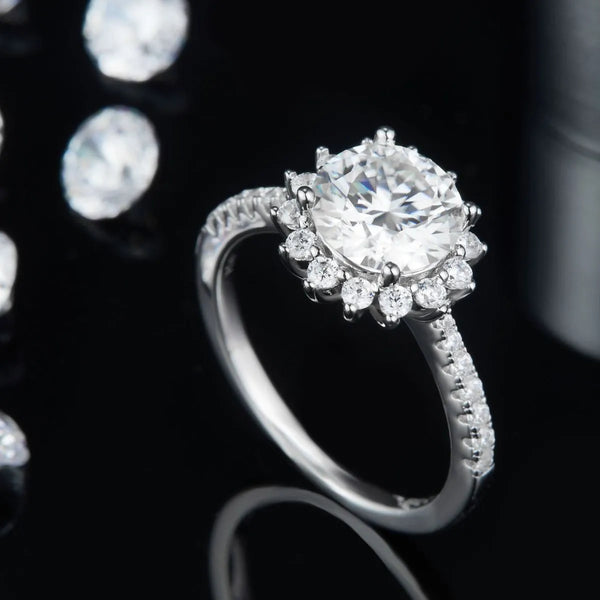 Lovcia Majestic Fire 2 Carat Moissanite 925 Sterling Silver Ring for Women - White-5- - Buy latest trendy Rings for Women and Girls