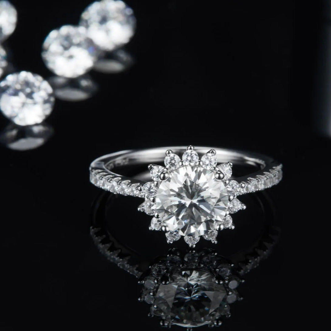 Lovcia Majestic Fire 2 Carat Moissanite 925 Sterling Silver Ring for Women - White-5- - Buy latest trendy Rings for Women and Girls
