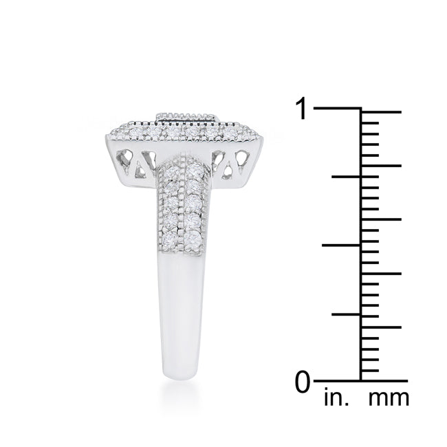 Lovcia Majestic Nightfall 0.7ct Round CZ Pave Antique-Style Sterling Silver Ring-Rings-5-5