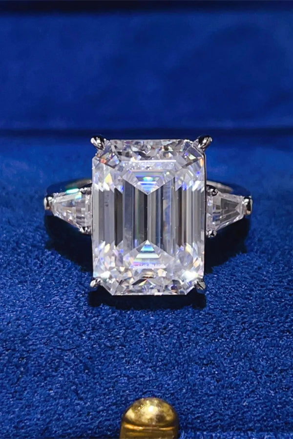 Lovcia Majestic Step-cut 10 Carat Moissanite 925 Sterling Silver Ring for Women - Silver-5- - Buy latest trendy Rings for Women and Girls