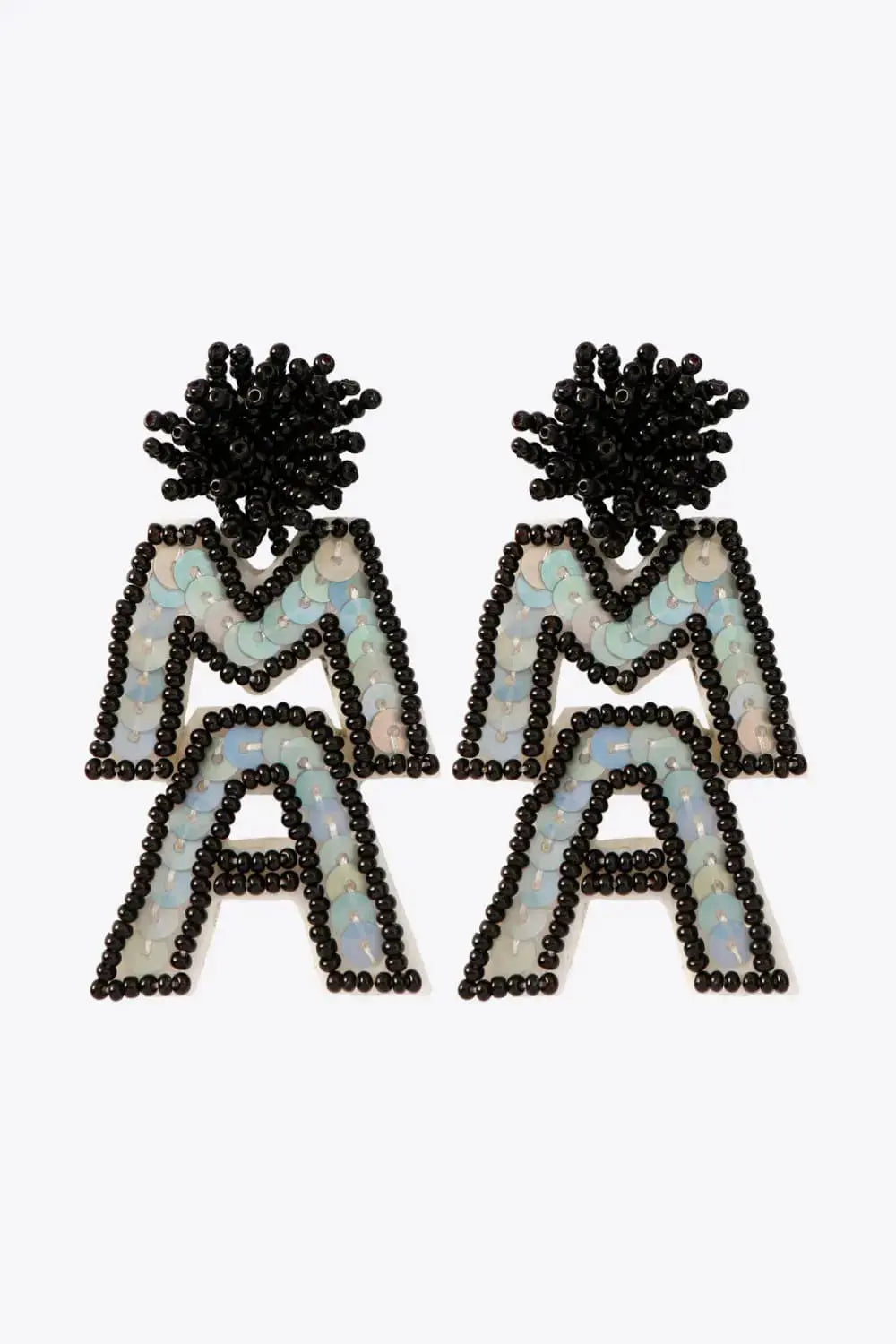 Lovcia MAMA Beaded Dangle Earrings-Earrings-Black-One Size-Black