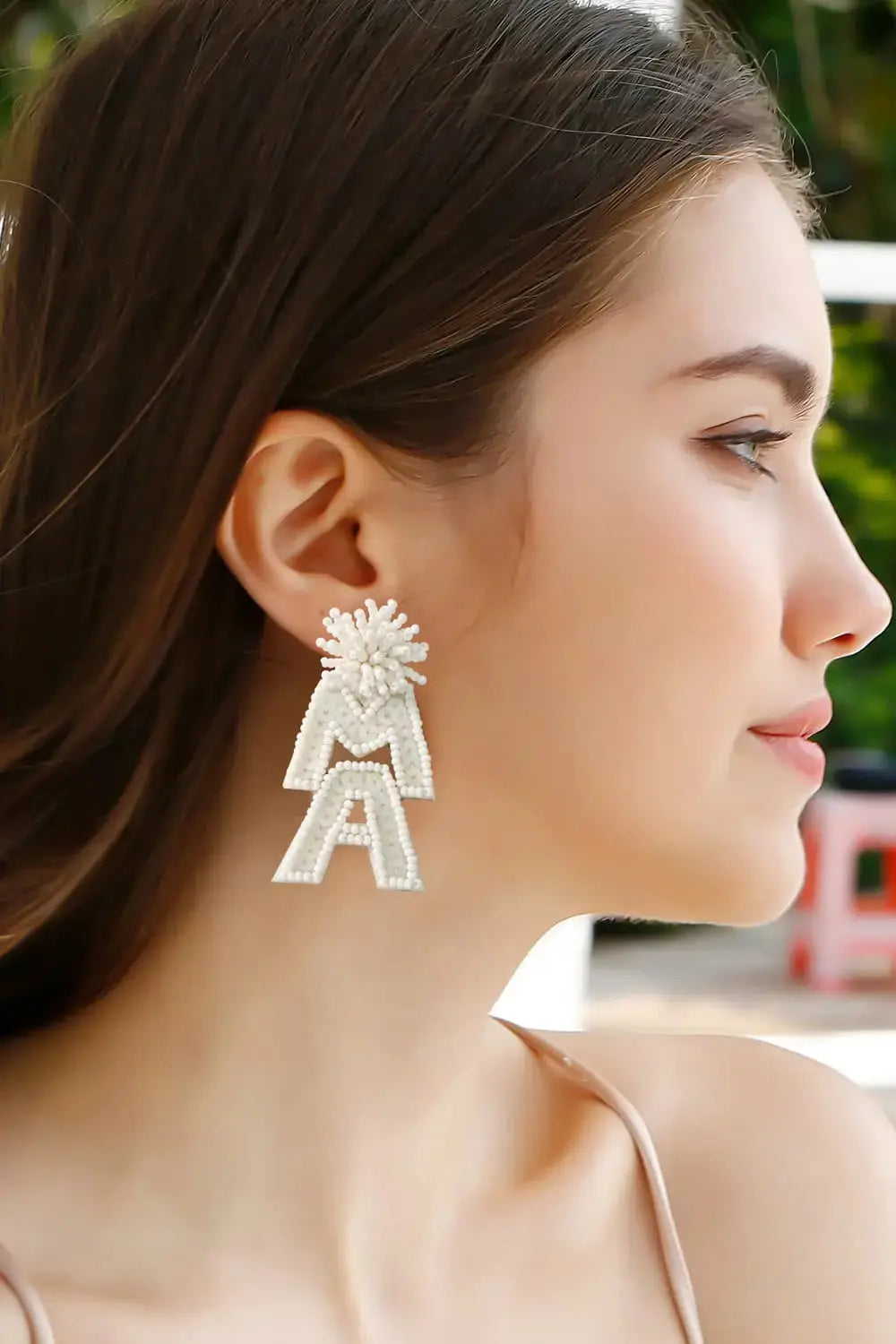 Lovcia MAMA Beaded Dangle Earrings-Earrings-Ivory-One Size-Ivory