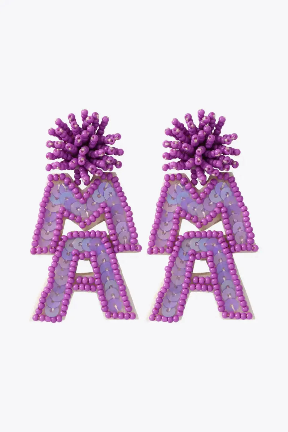 Lovcia MAMA Beaded Dangle Earrings-Earrings-Purple-One Size-Purple