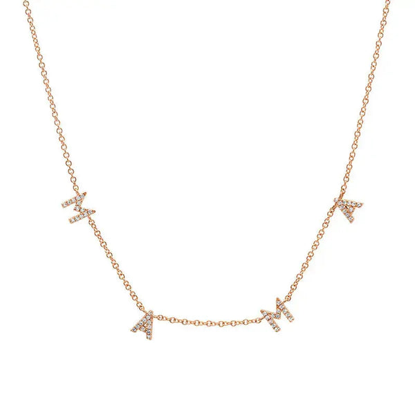 Lovcia Mama Letters CZ Necklace 925 Sterling Silver-Necklaces-Rhodium-Rhodium