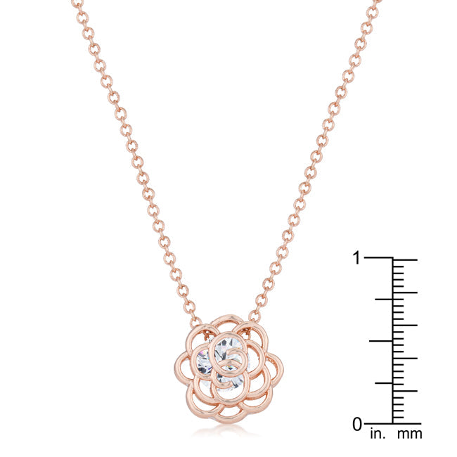 Lovcia Maya 1.28 Carat Cubic Zirconia Rose Gold Pendant with Rose Drop Design-Charms & Pendants-