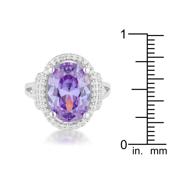 Lovcia Melanie Rhodium-Plated Cocktail Ring with 5.95ct Amethyst and CZ Accents-Rings-5-5