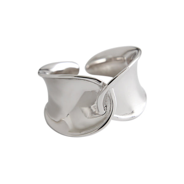 Lovcia Men Wide Twisted Knot 925 Silver Adjustable Ring-Rings-Yellow Gold-