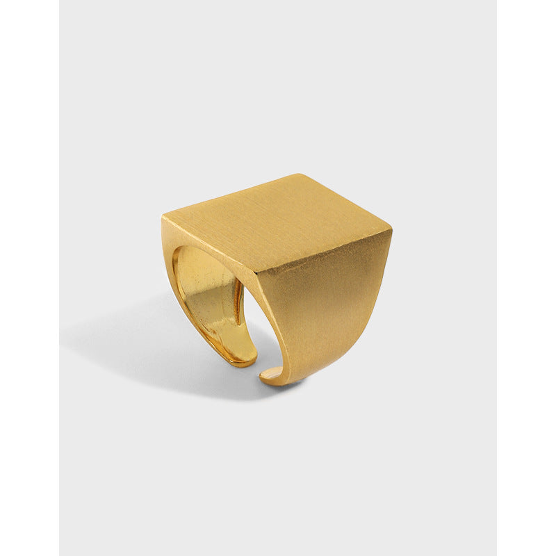 Lovcia Men's Geometric Square Ring 925 Silver Gold Tone-Rings-Yellow Gold-