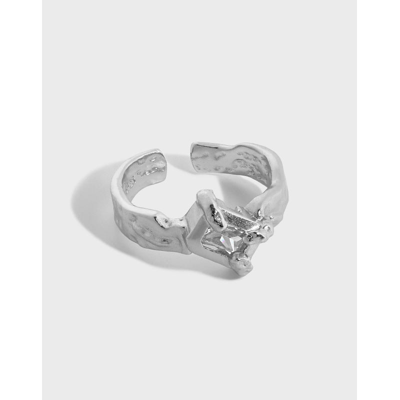Lovcia Men's Geometry Rectangle CZ Ring 925 Sterling Silver-Rings-Yellow Gold-