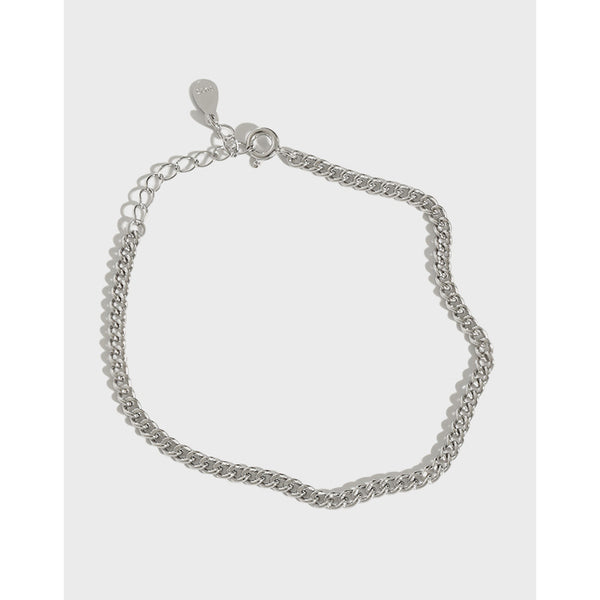 Lovcia Men's Hollow Curb Chain 925 Silver Bracelet 185mm-Bracelets-392-392