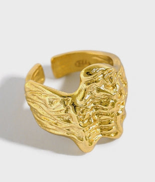 Lovcia Mens Irregular Ring 925 Sterling Goldtone Adjustable-Rings-Yellow Gold-