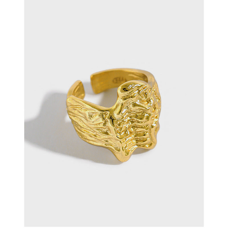 Lovcia Mens Irregular Ring 925 Sterling Goldtone Adjustable-Rings-Yellow Gold-