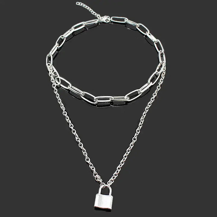 Chic Retro Revival Chain Lock Pendant - Unlock Your Style Power LOVCIA