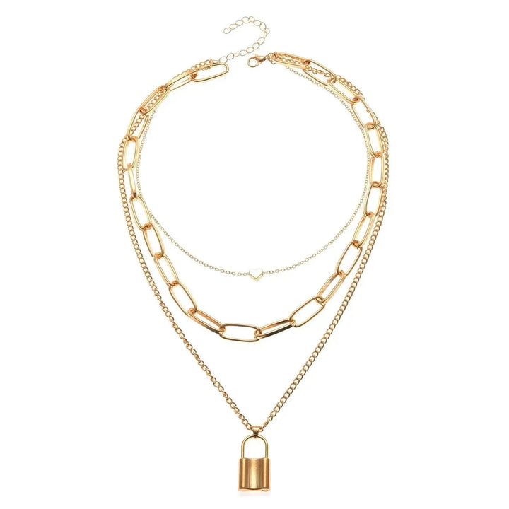 Chic Retro Revival Chain Lock Pendant - Unlock Your Style Power LOVCIA