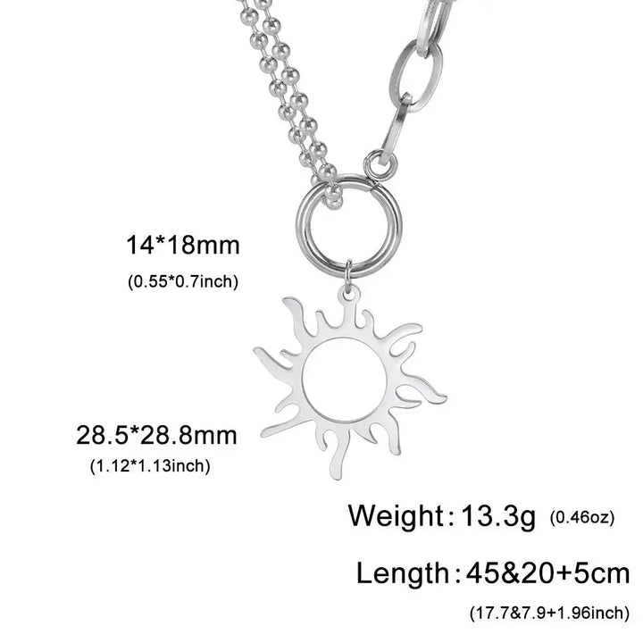 Titanium Steel Sun Pendant Necklace Clavicle Chain LOVCIA