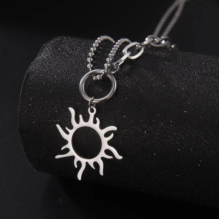 Titanium Steel Sun Pendant Necklace Clavicle Chain LOVCIA